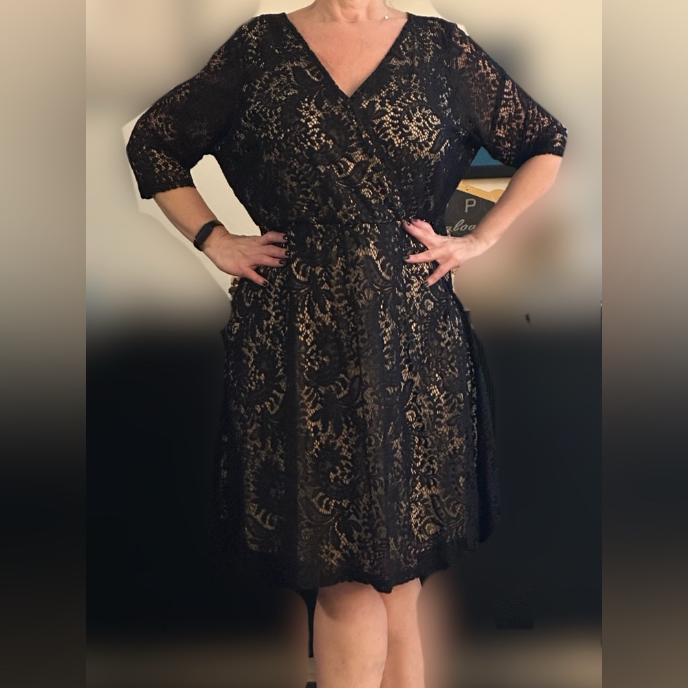 Lane Bryant black lace dress with nude lining - size 20 - beautiful!